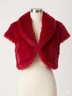 Candie’s Red Faux Fur Short Sleeve Cropped Jacket Bratz Y2K McBling XL